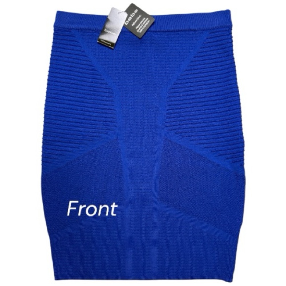 NWT Bebe Melina Mixed Stitch Knit Sweater Pencil Mini Skirt Royal Blue Size S